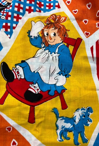 Raggedy Ann Andy Bobbs Merrill Company Vintage 70s Cotton Fabric 4 yards - Picture 5 of 7