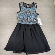 Vtg As U Wish Love Reign Sequin Glam Mini Dress Striped Blue Lined Sz 3 Y2K NWT