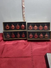 (4 Boxes Of 4) Treasured Sparkling Red Glass Ornaments   ** BRAND NEW IN BOX **