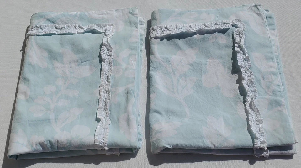 Edredón Simply Shabby Chic para niños/2 fundas verde mariposa floral rayas con volantes Foto 2 de 4