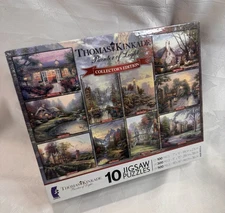 NEW Thomas Kinkade Collectors Edition 3,400 pc. Puzzle Set 10 Different Puzzles