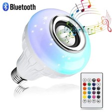 AC 85-265V 12W E27 LED Light Bulb with Bluetooth Speaker Music Remote Control Co