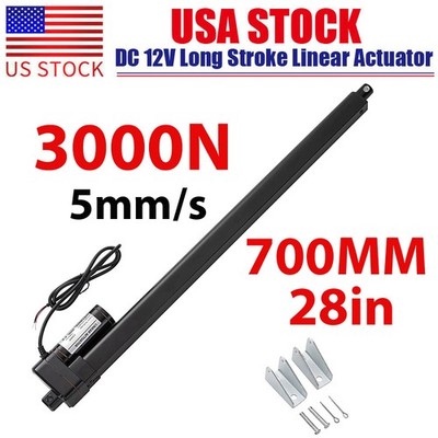 28Inch 700MM High Speed5mm/s Linear Actuator Motor 3000N DC12V Mounting Brackets