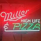 Miller Neon Sign Pizza Breweriana Collectible Bar Decor Vintage Style Sign