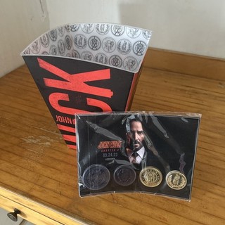 John Wick Chapter 4 AMC Theaters Promo Popcorn Bucket & Set of 4 Metal Coins