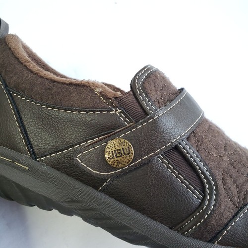 Scarpe mocassino casual foderate in pile JBU Memory Foam sneaker taglia 7 marrone scuro - Foto 9 di 12