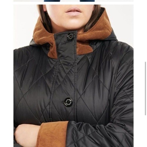 NWT Barbour Womens Mickley Corduroy Trimmed Quilted Jacket Black Brown Size 3X - Picture 14 of 14
