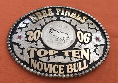 VTG 2006 NBBA National Bucking Bull Texas USA Top 10 Silver Trophy Belt Buckle