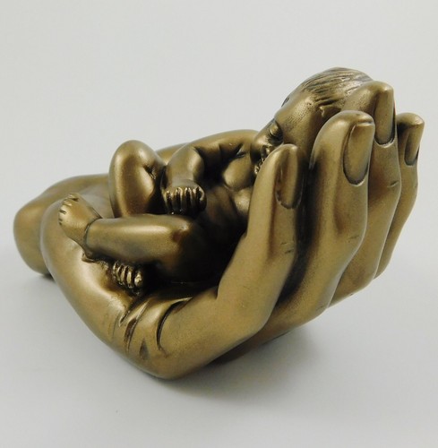 Baby in Protective Hand Figurine Statue Ornament Sculpture Baby Birth Gift - Picture 3 of 6
