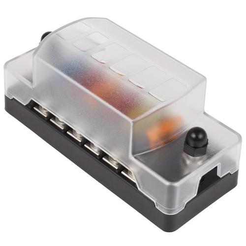 Bloque de caja de fusibles de hoja cubierta impermeable con 12 fusibles de hoja para coche marino 6 vías - Imagen 3 de 22