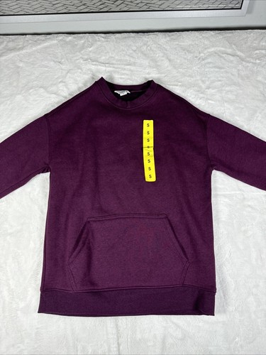 Danskin Damen Oversized Rundhals mit Tasche Burgund Gr. S