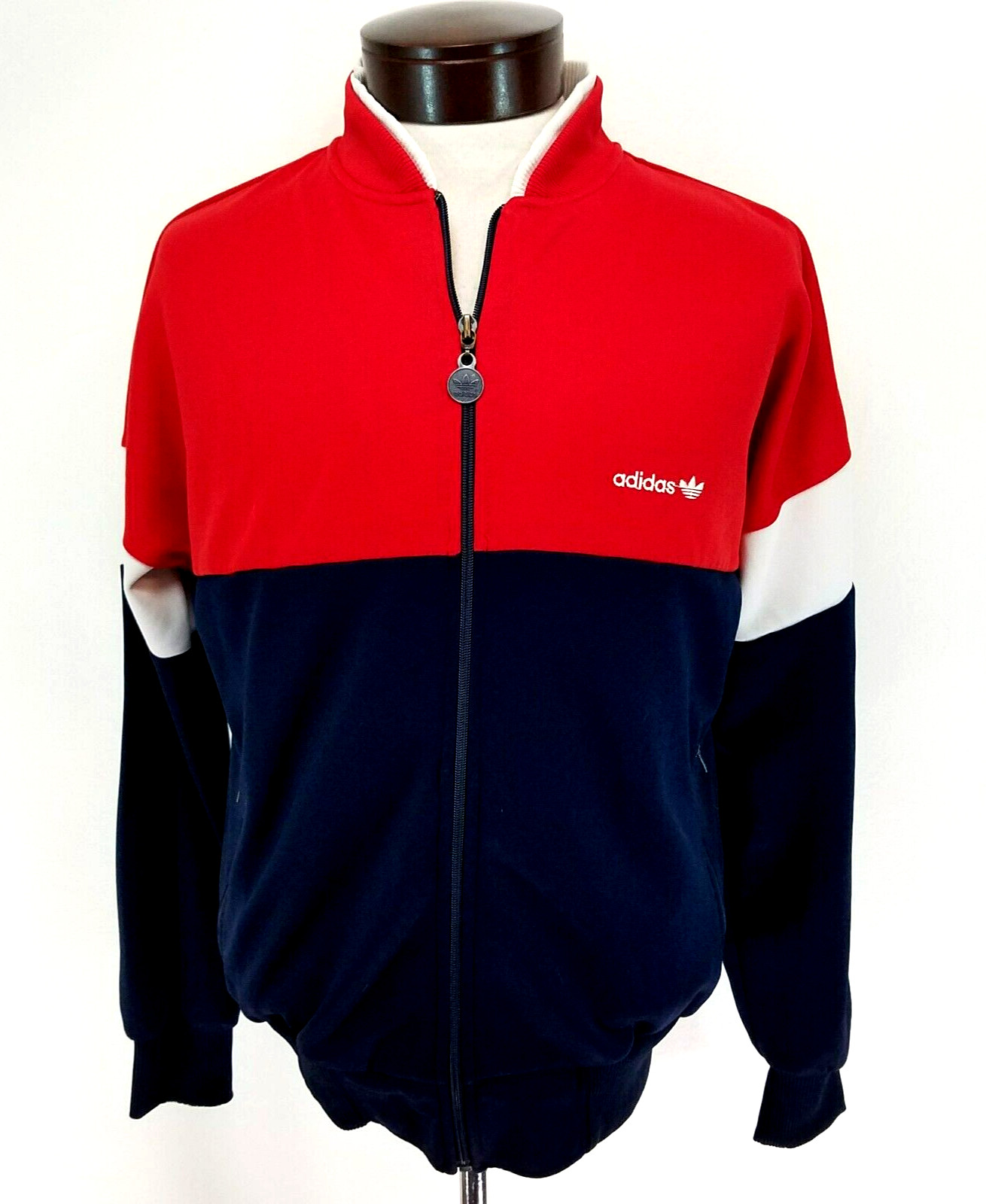 Vtg 80s ADIDAS Track Jacket Red White Blue Colorblock… Gem