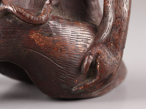 Japanese Antique Bronze Monkey Scared of Snake Figurine - Picture 10 of 21
