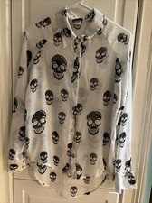 Sheer Skeleton Blouse B W Size S Needs Tank Top Under