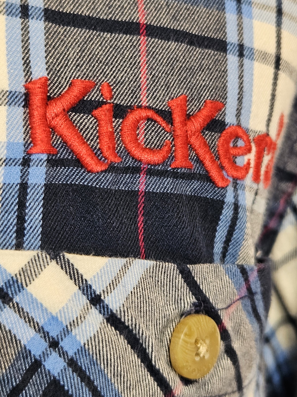 Kickers Classic Shirt - Mens Blues Vintage Retro Long Sleeved Soft Check UK Med image 8