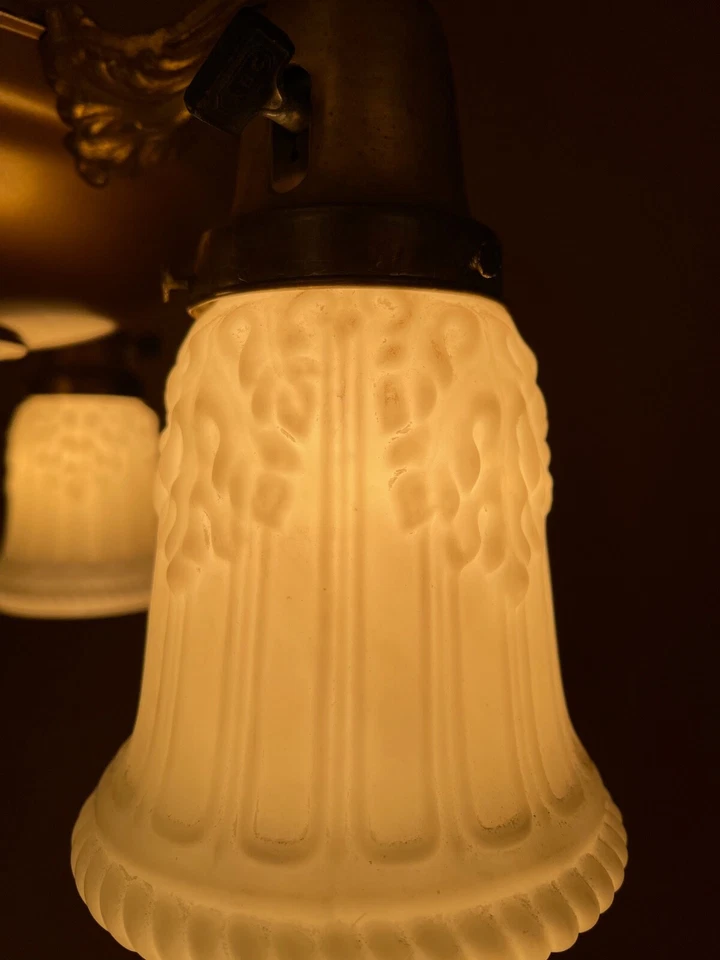 Lámpara de araña vintage de hoja de acanto con iluminación de los años 20 de Williamson Foto 4 de 4