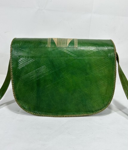 Sirahats Bags ~ Hand Made Authentic Ghana Leather Crossbody/Shoulder Bag ~ Green - Picture 4 of 12