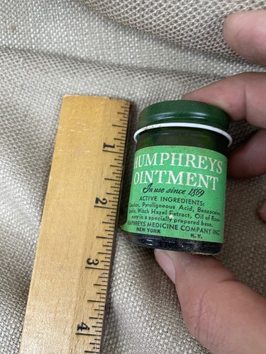 Humphrey's Ointment Bottle Box & paperwork empty bottle vintage - Picture 3 of 12