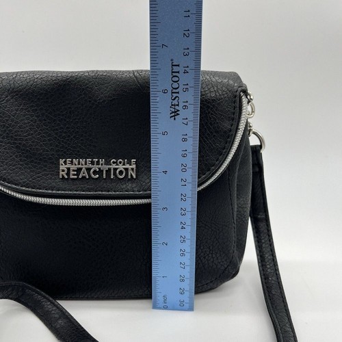 Kenneth Cole Crossbody Pebbled Vegan Leather Black Purse Bag Multi Pocket - Picture 11 of 14