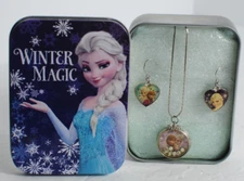 DISNEY'S FROZEN - WINTER MAGIC - ELSA - Necklace and Earrings in Tin Box