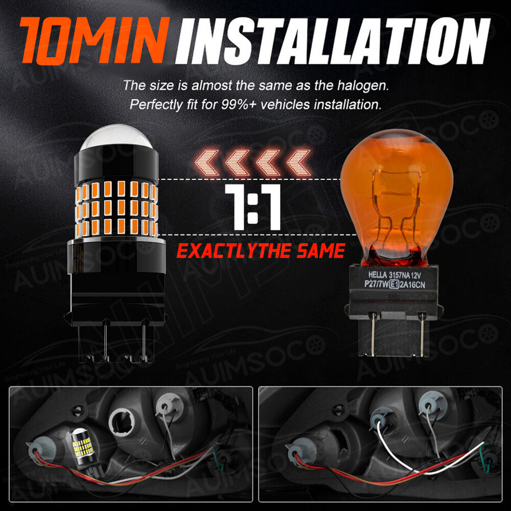 3157 Canbus LED Switchback Turn Signal Bulbs For GMC Sierra 1500 (1999-2013) – 2 Pack, Amber/White