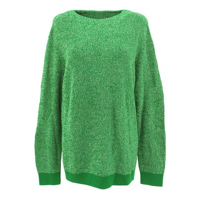  CECIL Damen langarm Pullover Pulli Shirt Grobstrick Rundhals grün meliert 30947