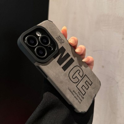 Leather English nice iPhone Phone Case for 16 15 14 13 12 11 XR 8 7