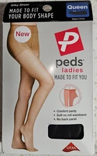 1 Pair Peds Ladies Silky Sheer Comfort Panty Control Top Pantyhose Queen Black