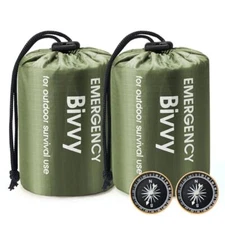 Emergency Sleeping Bag, 2 Pack Portable Survival Thermal Bivy Sack, 