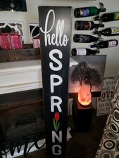 Hello Spring Porch Sign Large Rustic Wood 4ft Primitive Distressed Tulip Sign