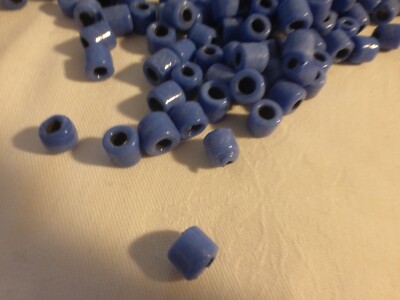 Lot De 60 Perles Tubes En Verre Vintage Bleu Ancien N°2 – Grosses Perles Pour Création Bijoux Ou Décoration