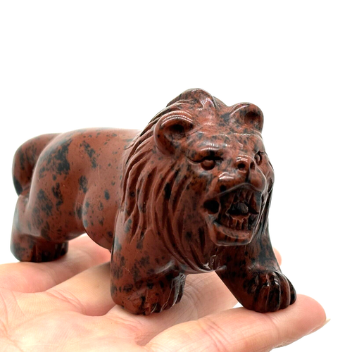 Natural red obsidian Lion Skull Hand carving quartz crystal skull Animal figurin - Picture 3 of 15