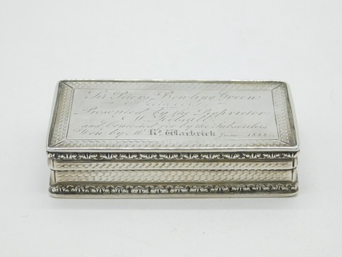 Wilhelm IV Sterling Silber gravierte Schnupftabakdose Antik 1835 Birmingham