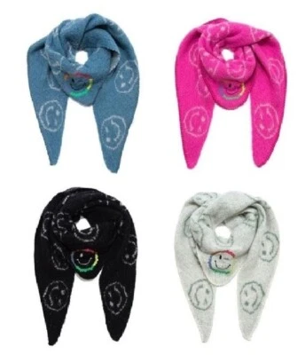 MARKENLOS Schal Tuch Dreieckstuch Strick Gesicht Face Emoji versch. Farben