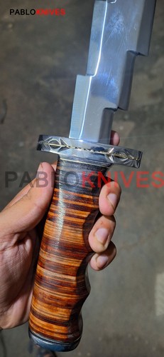 Funda Cuchillo Zig Zag Trueno Caza Acero J2 Forjado a Mano Premium Rara 17" - Imagen 6 de 10
