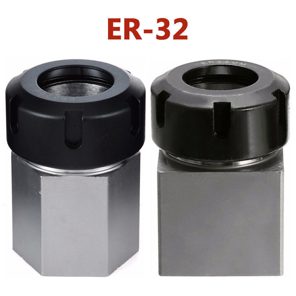 ER32 Collet Block Square/Hex, ER32 Collet Block Chuck Collet Holder pour la machine de gravure de tour, Mandrins à pinces industriels(Square