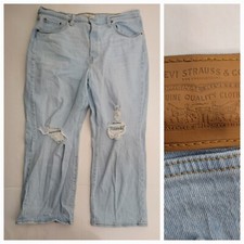 Levis Premium Ribcage Ankle Straight Jeans Womens 18W Button Fly Stretch Big E