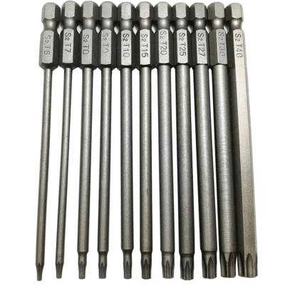 Long Torx Security Head Screwdriver Drill Set 1/4 Inch Hex Shank T6 T7 T8 T9 T10