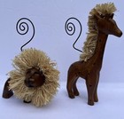 Pier 1 Safari Animals Wood & Raffia Photo Holder Set of 2