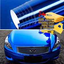 72" x 60" Blue Chrome Mirror Vinyl Film Wrap Sticker Decal Stretchable 6ft x 5ft