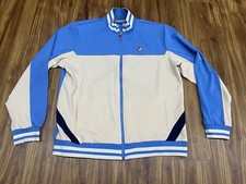 Men s Vintage Fila Tracksuit Top Jacket Zip Up White Blue Medium XXXL A4
