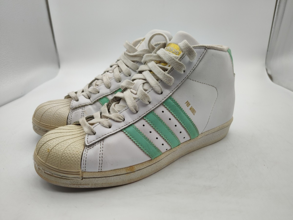 Adidas-Pro Model White/Mint Green-Shell Toe High Top-Women