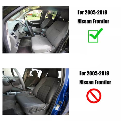 Front Driver & Passenger Lower Seat Covers Dark Gray Cloth Fits Nissan Frontier - Picture 6 of 11