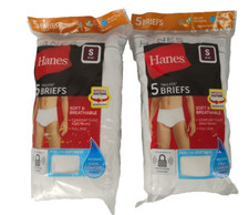 2 5pk Packs 10 Total Hanes Mens Tagless Briefs White Size Small 28-30" 