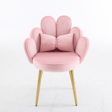 Schminkstuhl mit Rückenlehne in Blumenform aus Samt Mit Kissen