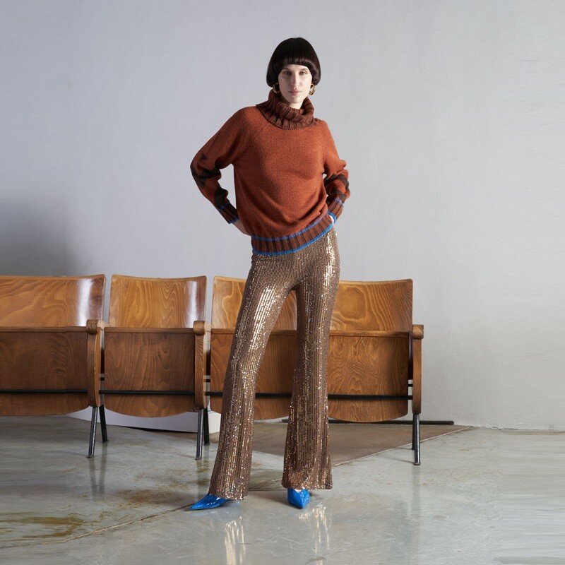 Панталоне в пайетках donna H2O Italia Pamile цвет Золотисто-розовый I2023