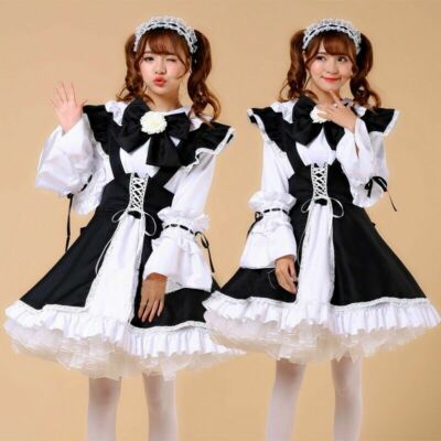 Japanese Maid Outfits Waitress Costume Kawaii Lolita Dress Cosplay Uniform