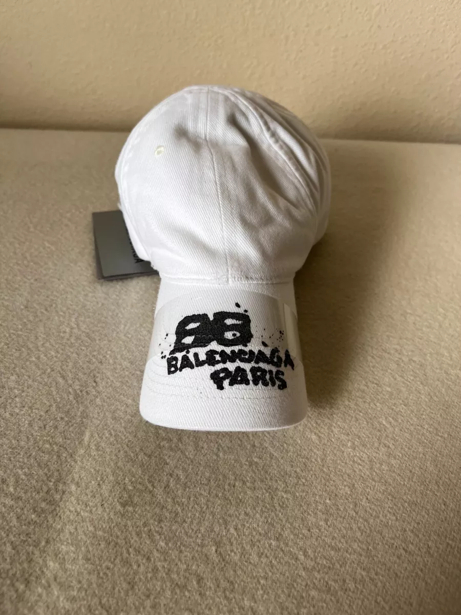 Balenciaga Dirty BB Paris Hat - Size Large - White - Brand New - Authentic