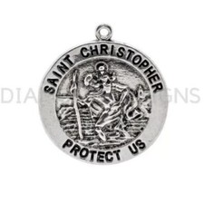 2 Pcs - 33mm Tibetan Silver Saint St Christopher 3d Medallion Charm Pendant F5