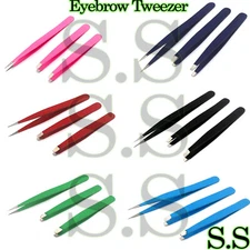 GERMAN Eyebrow Tweezers Hair Tweezers Slanted Straight Pointy Set Of 3